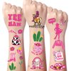 Gameza Cowgirl Temporary Tattoo - 200+ Pink Temporary Tattoos for Women Temporary Tattoo Stickers Kids Disco Bachelorette Let's Go Girls Party Favors Yeehaw Horse Stickers Cowgirl Party Supplies