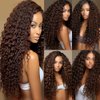 Dark Brown Water Curly Bundles #4 Human Hair Loose Light Brown Deep Water Wave Bundles Double Weft Brazilian Remy Hair Extensions Wet and Wavy Bundles Silky Soft for Black Women(22 24 26 Inch)
