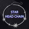 JEAIRTS Rhinestone Headband Silver Star Hair Band Sparkly Bridal Forehead Crystal Headpiece Prom Rave Hair Accessories for Women and Girls