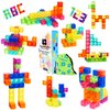 BrainSpark Translucent Digit Blocks 48 Pieces Magnetic Building Blocks, Montessori Clear Magnet Cubes for Boys and Girls Stacking Sets