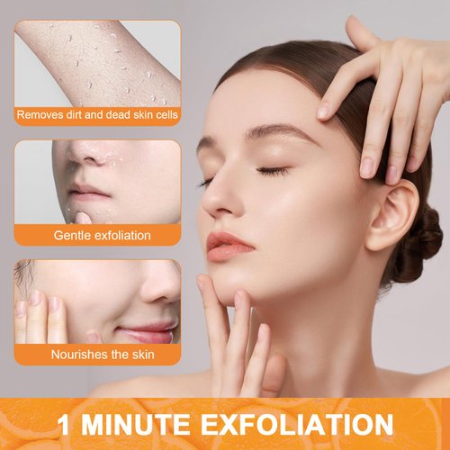 3PCS Orange Exfoliating Gel Scrub Face Body Skin,Orange Exfoliating Gel,Natural Orange Peeling Face Scrub Cream,Deep Cleansing Moisturizing Facial Scrub For All Skin Types