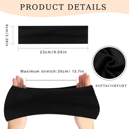 WZNBBOY 9 PCS Fashion Headbands for Women Elastic Hair Bands Soft Cotton Cloth Non-Slip Sweat Headbands for Workout Yoga Running Sports Daily Life Solid Color Hair Accessories,Unisex