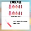 IMSOHOT Medium Press on Nails French Coffin Fake Nails Purple Glitter Full Cover Ballerina False Nails Glossy Acrylic Glue on Nails for Women 24pcs