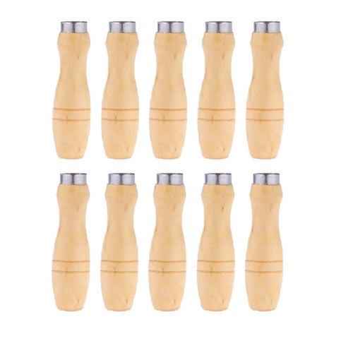 Yardwe 10PCS Wooden File Handle with Strong Metal Collars for File Cutting Tool Craft ï¼ˆ4 Inch ï¼‰
