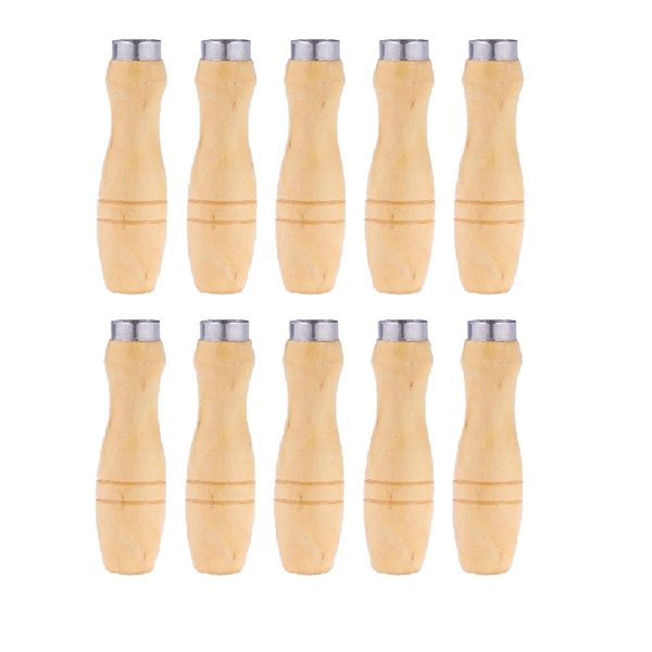Yardwe 10PCS Wooden File Handle with Strong Metal Collars for File Cutting Tool Craft ï¼ˆ4 Inch ï¼‰