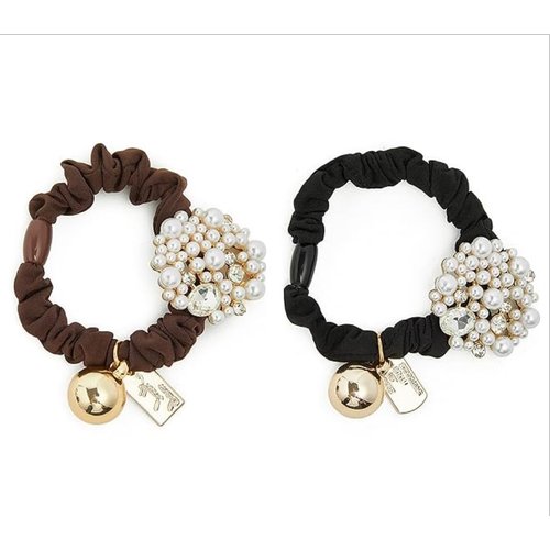 2pcs Pearl Hair Scrunchies Rhinestone Hair Ties Elastic Hair Bands Exquisite Ponytail Holder Hair Ropes Hair Accessories for Women and Girls