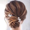 Catery Flower Wedding Bride Hair Pins Pearl Bridal Hair Pieces Crystal Hair Clips Silver Hair Accessories for Women Pack of 2 (Silver)