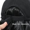 Yunkang Baseball Cap Wig Natural Wave Hair Extensions With Hat Heat Resistant Synthetic Adjustable Wig Black cap wigs for Women Girls (B-1B)