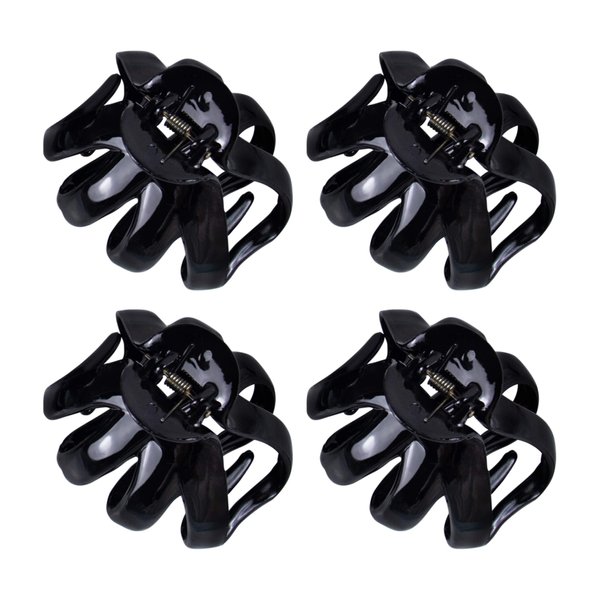 AUEAR, Octopus Clip Jaw Hair Claw Spider Hair Claw Clips Hairpins for Thick Hair (Black, 4 Pack, 3.15"x2.75")
