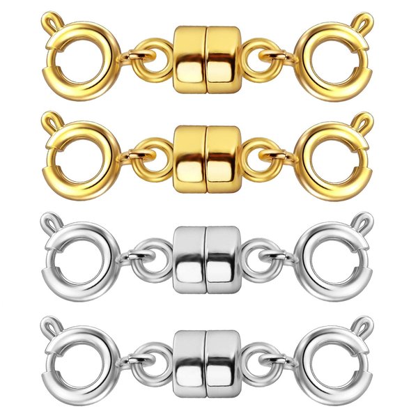 Qulltk Double Magnetic Necklace Clasps and Closures 14K Gold and Silver Bracelet Extender Jewelry Clasps Converters for DIY Jewelry Making