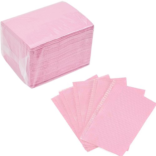 AREMOD 50pcs Disposable Nails Art Table Mat 3 Ply Nail Prep Paper Table Towels 13" x 18" Waterproof Tattoo Cover Tattooing Bibs Pads for Tattoo Supplies Acrylic Nail Supplies(pink)