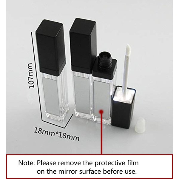 Healthcom 5 Pcs 7.5ml LED Light Lip Glaze Tubes with Mirrors Refillable Lip Gloss Bottles DIY Lip Balm Lipstick Tube Makeup Cosmetic Container for Woman Girl(Black)