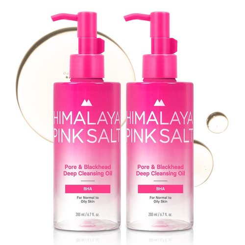 HIMALAYA PINKSALT Pore & Blackhead Deep Cleansing Oil BHA, 6.7 fl oz 2 Pack - Pore Purifying Oil Cleanser with BHA for Blackhead Removal, Makeup Remover with Refreshing Low Alkaline Formula