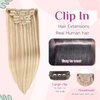 DIYOMO Hair Extensions Real Human Hair - Human Hair Clip In Extensions Soft&Natural Human Hair Extensions Clip Ins 120g 7pcs Real Hair Extensions Clip In Human Hair Straight&Invisible (16 Inch,#16/22)