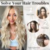 KooKaStyle Invisible Wire Hair Extensions with Transparent Headband Adjustable Size 4 Secure Clips Long Wavy Secret Wire Hairpiece Light Brown mix Platinum Blonde 24 Inch for Women