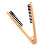 Hair Straightener Clamp Brush, Double Sided Straightening Comb Wooden Anti Static V Shape Styling Boar Bristles Detangler Tool
