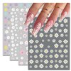 6 Sheets Flower Nail Art Sticker Decals, Charming Daisy Nail Stickers Spring Nail Decals for Nail Art Cute Floral Design Nail Supplies Elegant Self Adhesive Nail Art Decals for Women Nail Decoration