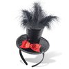 Hikkcos Black Mini Top Hat Headband with Feathers Halloween Party Tea Party Mardi Gras Costume Parade Supplies