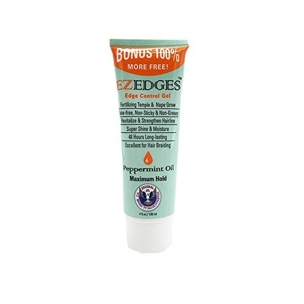 Hair Style EZEDGES EDGE CONTROL GEL Maximum Hold (Peppermint Oil), 4 oz.