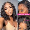 ZZMDS 16 Inch 13x4 Bob Wig Human Hair Deep Curly Wave Glueless Wigs Human Hair Lace Front Wigs Pre Plucked with Baby Hair Natural Hairline for Black Women with Baby Hair