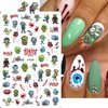 8 Sheets Halloween Nail Art Stickers Self-Adhesive 3D Gothic Nail Stickers Green Monster Skull Snake Rose Flower Design Nail Charm Scream Ghost Nail Decals for Women DIY Halloween Nail Art Decorations