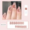 Cat-eye Press On Nails Kit - 24 Luxury Soft Gel Acrylic False Nail Press On Nails with Nail Glue, Reusable Fake Nails Kit