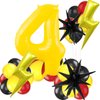 Red Black Yellow Number 4 Balloon Kit for Kids Party, 4 Balloon Cartoon Birthday Party Decorations, 4 Balloon Number for Kids Cartoon Birthday Party Decorations Supplies