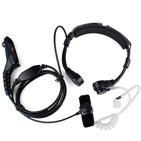 Throat Mic Earpiece Headset Mic Covert Acoustic Tube with Finger PTT Compatible with Motorola XPR6000 XPR6500 XPR6550 XPR7000 XPR7550 XiR P8200 XiRP8268 APX1000 APX6000 Two Way Radio Black Black