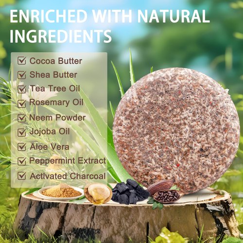 Natouch Natural Shampoo Bar for Oil Hair, Solid Dandruff Bar Shampoo, Hair Soap Bar with Cocoa butter, tea tree oil, jojoba oil and rosemary oil, Oil Control Travel Shampoo Bar