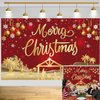 Red Jesus Christmas Backdrop 8x5FT Gold Glitter Sparkle Snowflake Merry Christmas Banner Background for New Year Family Gathering Winter Christmas Holiday Party Supplies (96x60 inch)