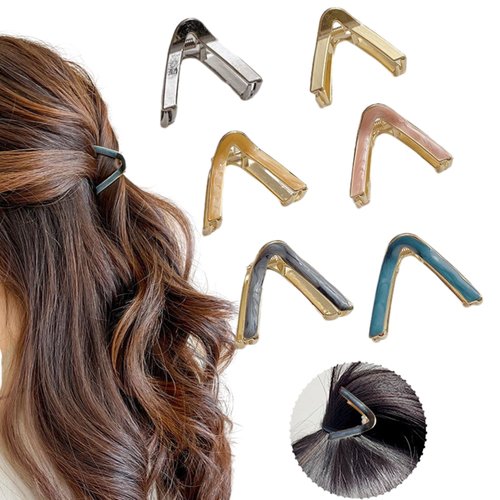 mdgfge 6Pcs Small Hair Claw Clips Alloy Triangle Hair Clips Nonslip French Hollow Hair Jaw Clips Strong Hold Outdoor Hair Jaw Clips Hair Clamps for Women Girls Fine Thick Hair (6 Colors)