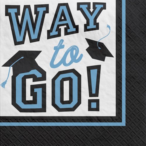 "Way To Go!" Powder Blue Beverage Napkins (Pack of 40) - 5" x 5" - Eco-Friendly Paper - Perfect for Parties, Events & Celebrations