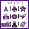 GERMISHUYS Purple Birthday Party Decorations, Birthday Decorations for Women Include Happy Birthday Banner, Hanging Swirls and Honeycomb Centerpieces, Purple Decorations for Party Supplies