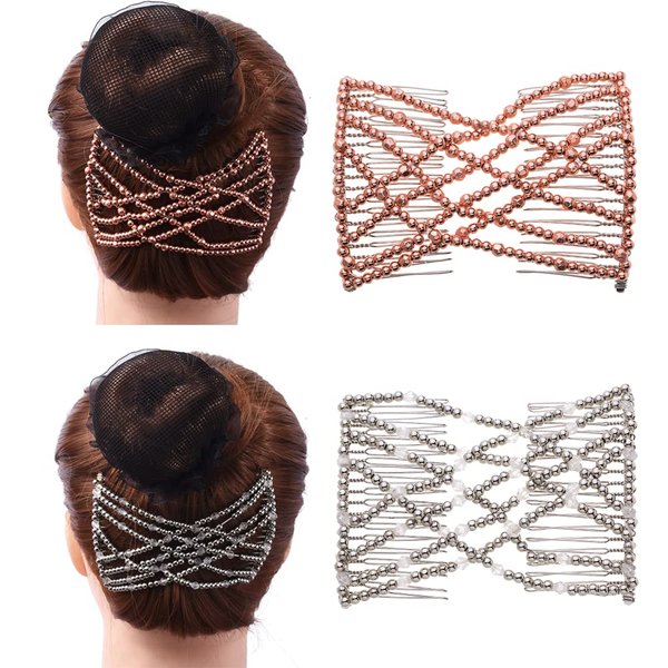 Ruihfas 2 Pcs Magic Beading Easy Stretching Hair Combs Double Clips Hair Styling Accessories for Women Girls Hair Beauty