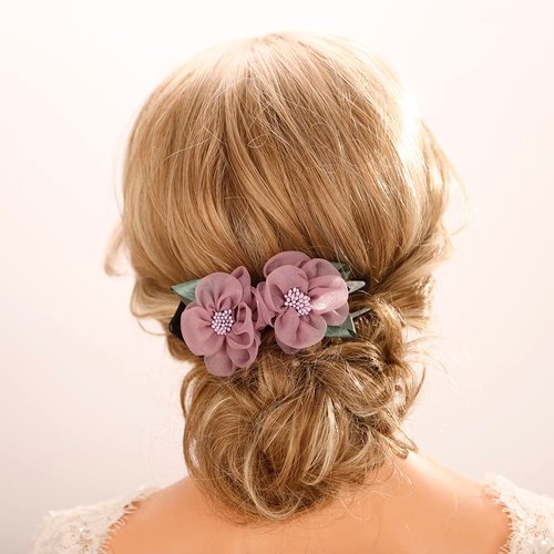 Jumwrit Double Flower Hair Clip Vintage Duckbill Barrette French Concord Hair Clip Strong Hold Grip Clip Curved Hair Claw No Slip Ponytail Hair Clip Decorative Hair Accessories for Women Girls(Style1)