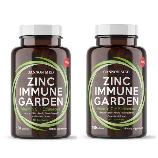 GANNON MED Chelated Zinc 50mg Immune Garden Vitamin C 800mg Zinc Supplements Echinacea 600mg per Tablet - Immunity + Skin + Reproductive Health Minerals - Zinc Chelate Immune Booster for Kids & Adults