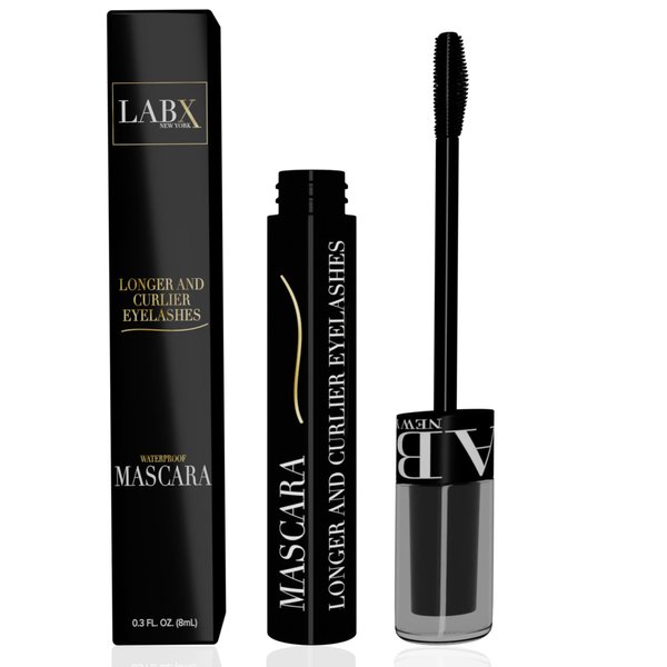 LABX NEW YORK Mascara Black Volume And Length - Volumizing Mascara for Longer, Curlier Lashes, Voluminous Mascara with Flexible Brush, Waterproof Mascara - Carbon Black