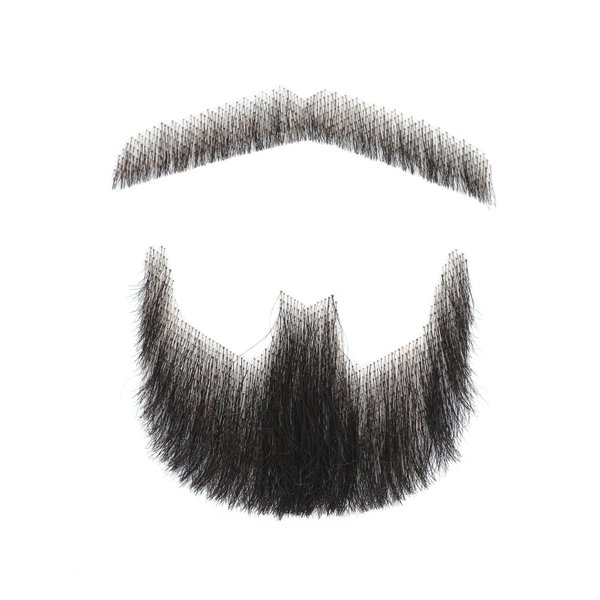 Parceria Fake Beard, Trimmable and Customizable Fake Mustache, Soft and Nice Looking Black Realistic Faux Facial Hair for Men Theatrical, Halloween, Drama, Party, Movie