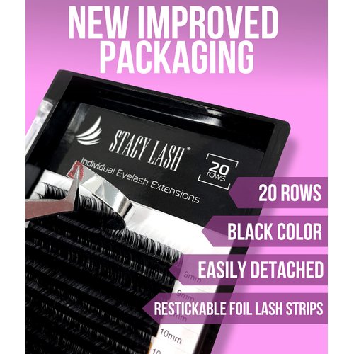 Eyelash Extensions B Curl by Stacy Lash/Black Individual Mink Lashes Supplies (0.07mm;MIX)