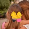 2Pcs Back to School Hair Ties Cute Pencil Hair Bow Ties Yellow Pencil Scrunchies Cheer Hair Bows with Ponytail Holder School Sports Hair Accessories for Teens Toddler Gifts for First Day of School