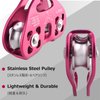 Azarxis 30 kN Zipline Pulley 6700LBS Zip Line Tandem Dual Trolley Kit for Cable & Rope Heavy Duty for Rescue Climbing Hauling Backyard Zipline Mountaineering Rigging (Blue)