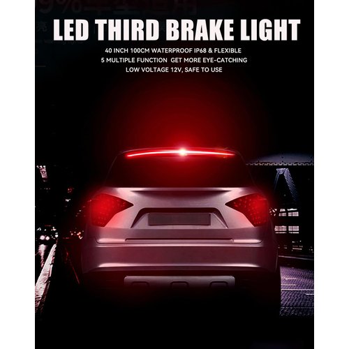 Keiurot Led Third Brake Light Strip with Sequential Turn Signal, Double Flash Warning Light Flexible High Mount Stop Light Lamp Red Strip DC-12V (40”1M/1Set)