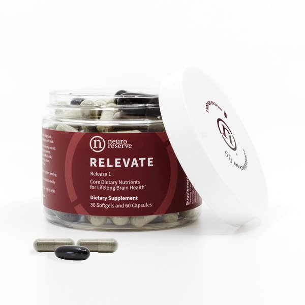 RELEVATE Patent-Pending Brain Health Supplement; Memory, Focus, Energy, Sleep, Eyes & Healthy Aging; Doctor Formulated; Quercetin, Lutein, Magnesium Glycinate, Omega 3 DHA EPA, Vitamins B12, B3, D3