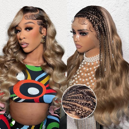 Ombre Lace Front Wig Human Hair Blonde Wig With Dark Roots Body Wave Lace Front Wigs With Braids 13x4 HD Transparent Lace Front Wigs Colored Human Hair Wigs For Black Women Alipearl Hair 20 Inch