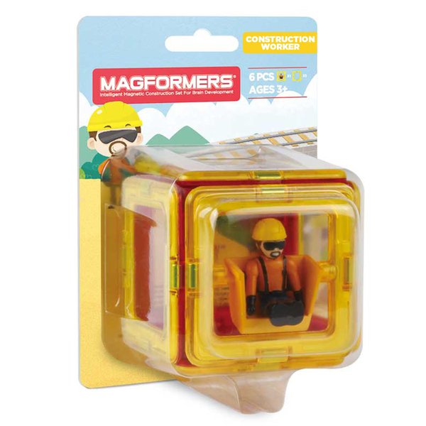 MAGFORMERS Construction Character 6 Pieces Add on, Rainbow Colors, Educational Magnetic Geometric Shapes Tiles Building STEM Toy Set Ages 3+