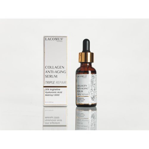 Organic Collagen Anti-Aging Serum | Triple Repair with 20% Argreline, Hyaluronic Acid and Matrixyl 3000 - Hydrating Formula for All Skin Types - Vitamin C Face Serum for Luminous Radianc