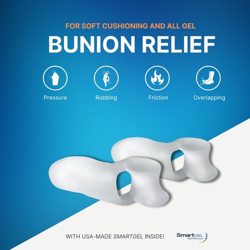 NatraCure Gel Big Toe Bunion Guards & Toe Spreaders - 1315-M RET6PK - (6 Pieces) - (For Pain Relief from Crooked Toes, Pressure, and Hallux Bunions)