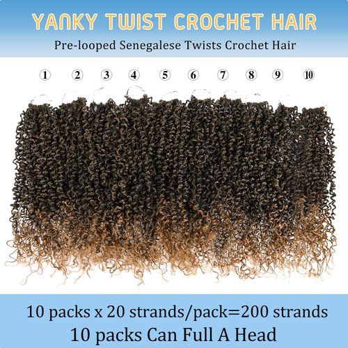 Silike 10packs Yanky Twist Crochet Braids Hair Extensions(T27, 14)