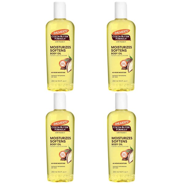 Palmer's Cocoa Butter Formula with Vitamin E, Moisturizing & Softening Body Oil, For Bath, Body & Shower, 8.5 fl oz (Pack of 4)
