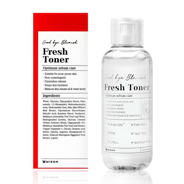 MIZON Goodbye Blemish Fresh Toner, BHA, Niacinamide for Excessive Sebum, Troubled Skin, Acne Treatment, Breakout Treatment, Korean Skincare, Acne Spot Treatment, Smooth Skin (120ml/4.05 fl. oz.)